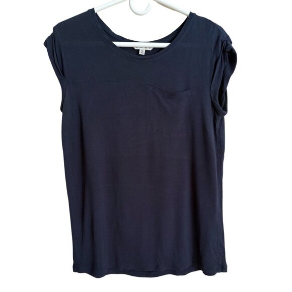 cAbi Classic Navy Blue Casual Pocket Staple T-Shirt Size XS - Picture 2 of 12